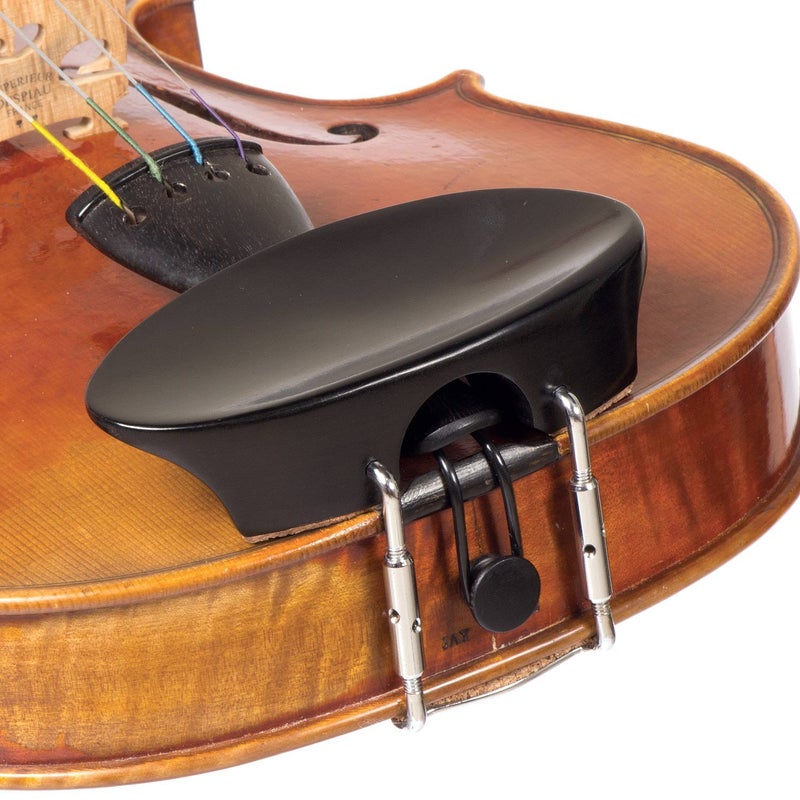 Flat Flesch Ebony Violin Chinrest â€“ 4/4 Size, Standard Bracket